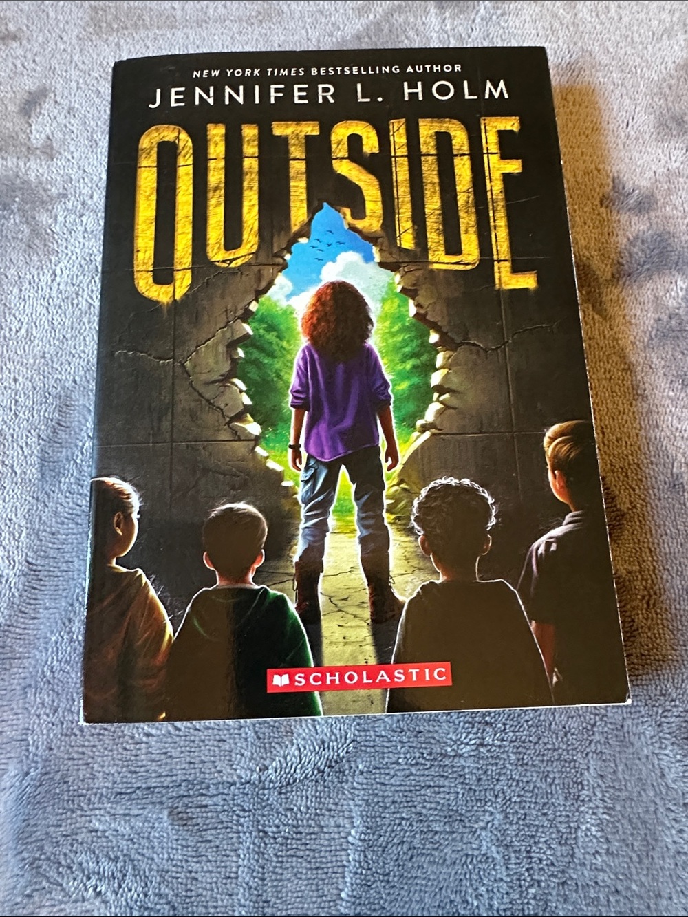 3/$10 Scholastic Kids' Book "Outside" by Jennifer L. Holm - Purple Cover